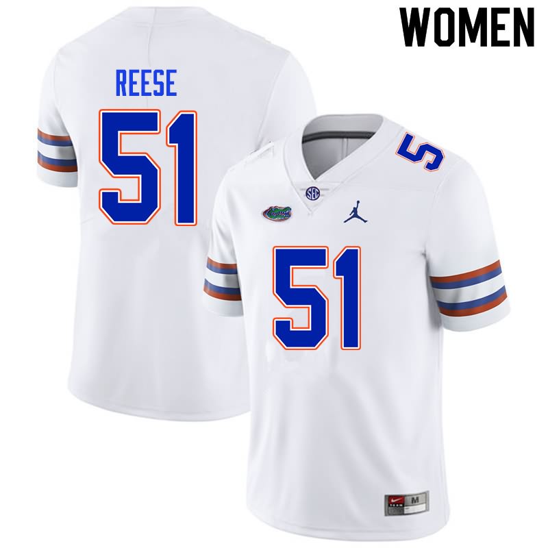 Women's NCAA Florida Gators Stewart Reese #51 Stitched Authentic Nike White College Football Jersey BKZ3065PZ